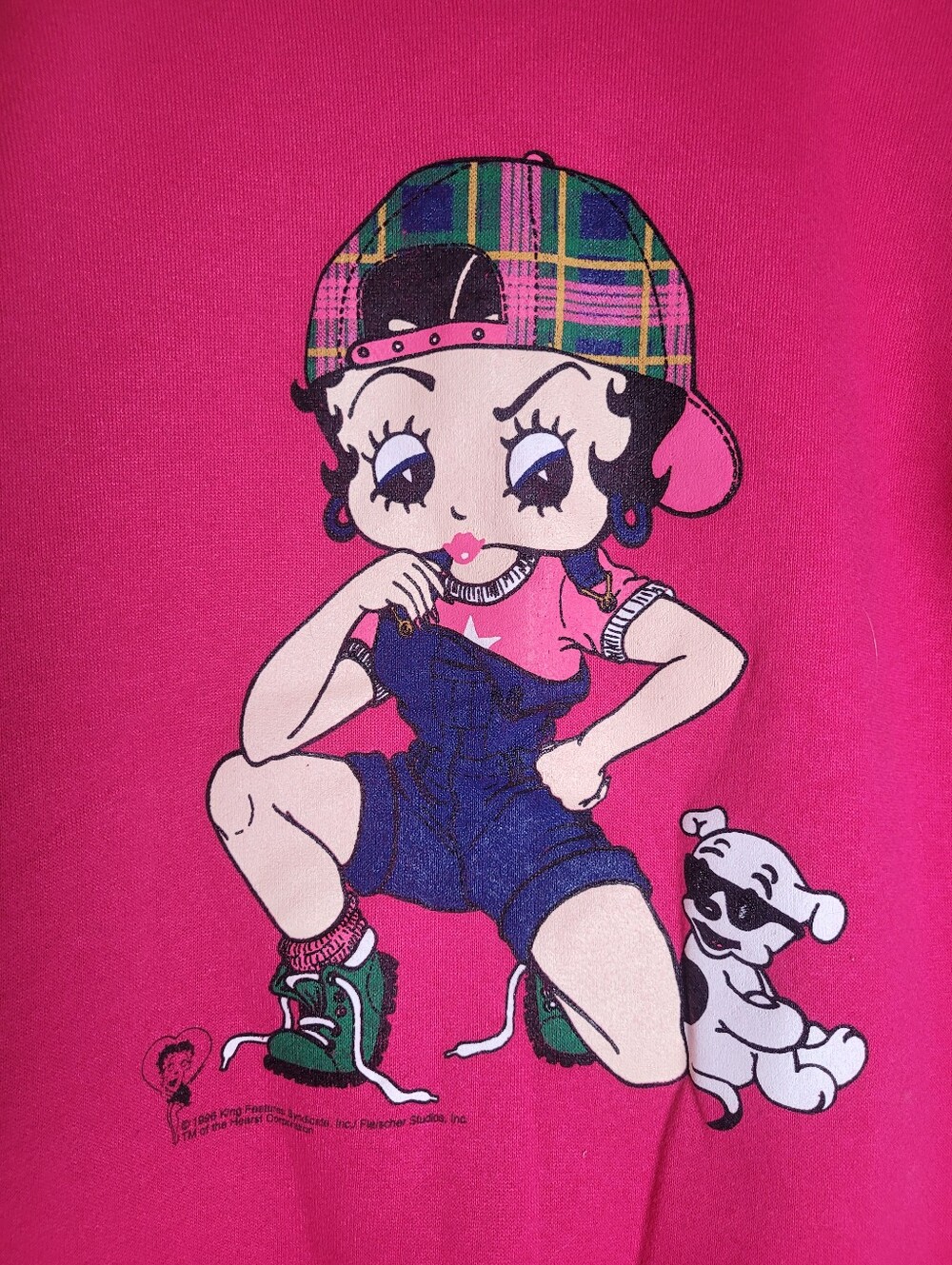 Vintage 90's Betty Boop Ross International Crewneck Sweatshirt Pink Size L Read - Picture 2 of 8